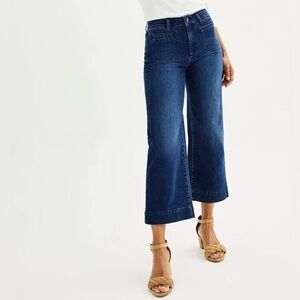 Sonoma Wide Leg Ankle Jeans Womens Blue Dark Wash